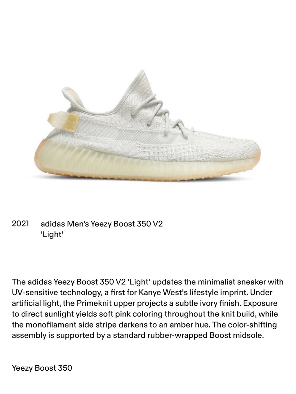 adidas Yeezy Boost 350 V2 Light Cream with Amber Sole